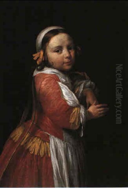 A Portrait Of A Girl In A Red Dress Oil Painting by Aelbert Cuyp