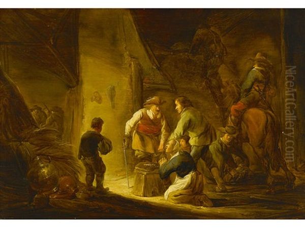 Brigands Raiding A Family Home Oil Painting by Benjamin Gerritsz Cuyp