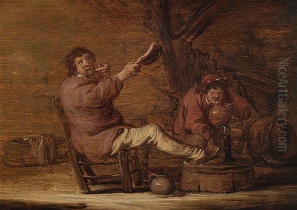 Two Peasants In A Tavern Oil Painting by Benjamin Gerritsz Cuyp