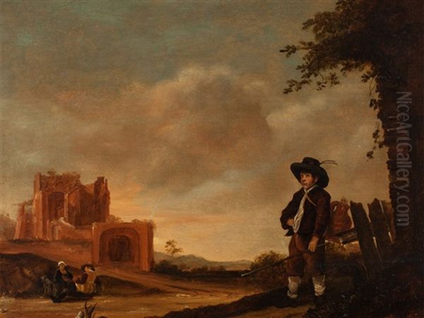 Landscape With Ruins And Figures Oil Painting by Benjamin Gerritsz Cuyp