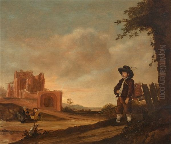 Landschaft Mit Ruine Und Staffagefiguren Oil Painting by Benjamin Gerritsz Cuyp