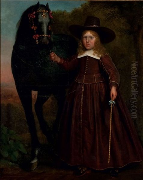 Jeune Garcon Tenant Son Cheval Par Le Museau Oil Painting by Benjamin Gerritsz Cuyp