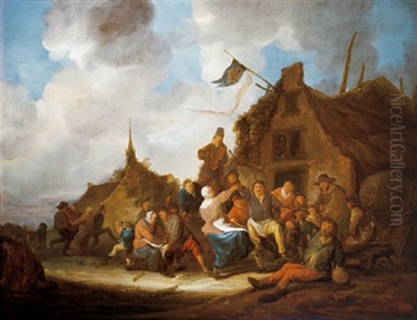 Feiernde Bauern Vor Einem Wirtshaus Oil Painting by Benjamin Gerritsz Cuyp