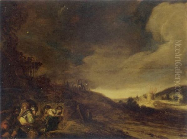 Road Thieves In A Landscape Oil Painting by Benjamin Gerritsz Cuyp