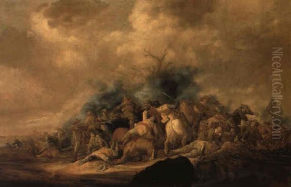 Scene De Combat Oil Painting by Benjamin Gerritsz Cuyp