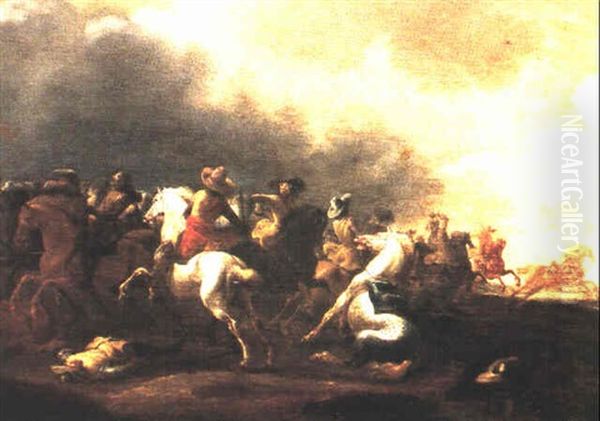 Choc De Cavalerie Oil Painting by Benjamin Gerritsz Cuyp