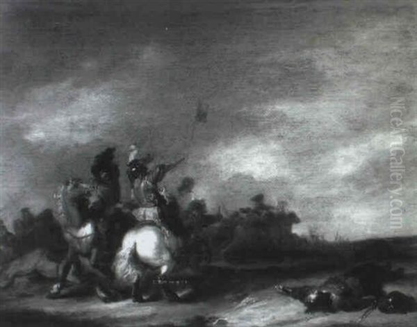 Combat De Cavaliers Oil Painting by Benjamin Gerritsz Cuyp