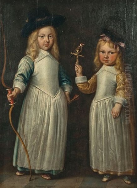 Portrait De Deux Enfants En Pieds Oil Painting by Jacob Gerritsz Cuyp