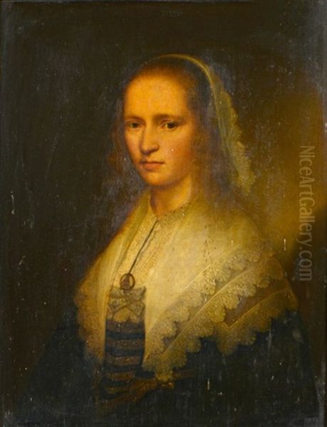 Portrait De Jeune Femme Au Col De Dentelle Et Pendentif Oil Painting by Jacob Gerritsz Cuyp