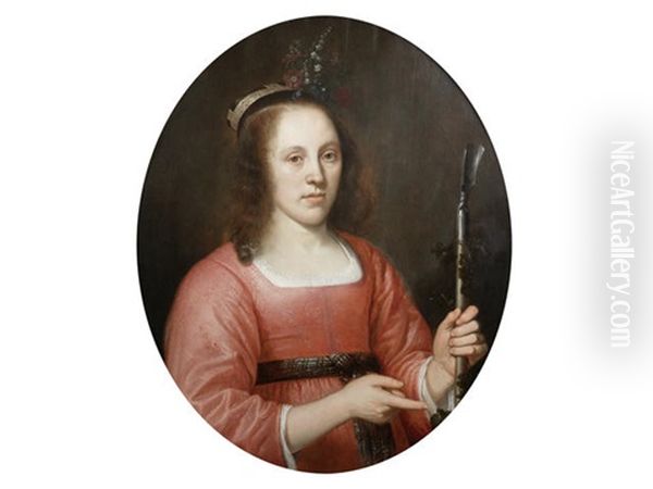 Portrait Of A Lady, Half-length, In The Guise Of A Shepherdess Oil Painting by Jacob Gerritsz Cuyp