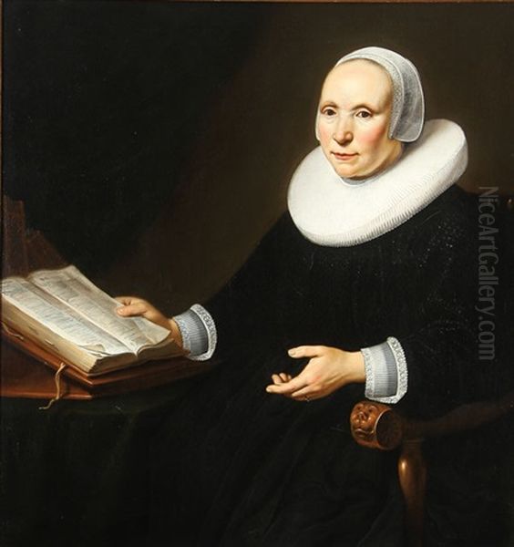 Portrait Of A Lady In A Chair Holding A Book Oil Painting by Jacob Gerritsz Cuyp