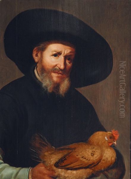 Portrait Of A Gentleman With Chicken Oil Painting by Jacob Gerritsz Cuyp