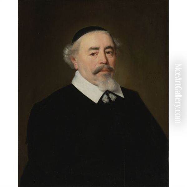 Portrait Of A Bearded Man Wearing A Skullcap, Said To Be The Mayor Of Dordrecht Oil Painting by Jacob Gerritsz Cuyp