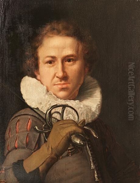 Portrait Of A Young Man In A Grey Doublet With White Ruff Oil Painting by Jacob Gerritsz Cuyp