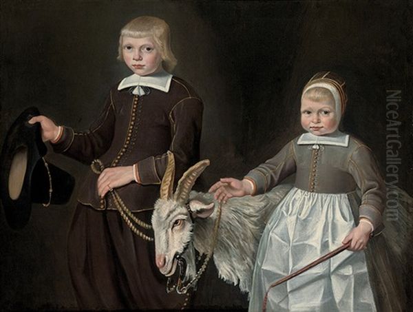 Double Portrait Of Children With A Goat Oil Painting by Jacob Gerritsz Cuyp