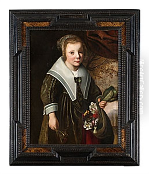 Flicka Med Blombukett Oil Painting by Jacob Gerritsz Cuyp