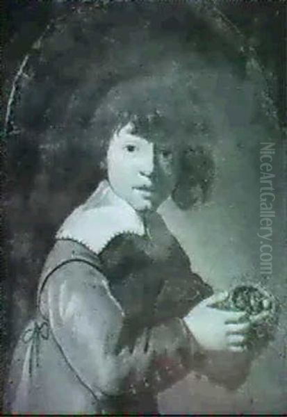 Portrait Of A Young Boy, Half Length, Holding A Nest Of     Fledglings Oil Painting by Jacob Gerritsz Cuyp