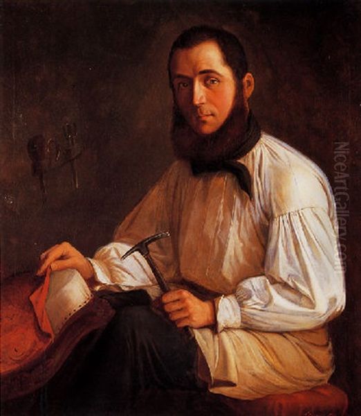 Portrait Of An Upholsterer Oil Painting by Franciscus Reinerus Hubertus Cuypers