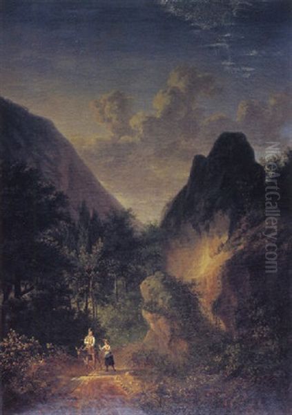 Vue Prise Au Pied Du Grand Scheidegg, En Suisse Oil Painting by Casimir de Cypierre