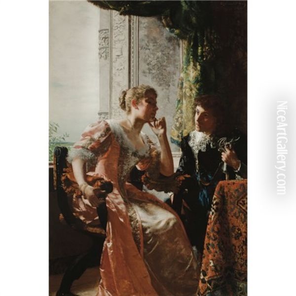 Flirtation Oil Painting by Wladislaw Czachorski