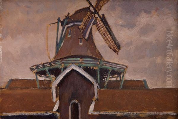 Windmill (holland) Oil Painting by Stanislaw Czajkowski