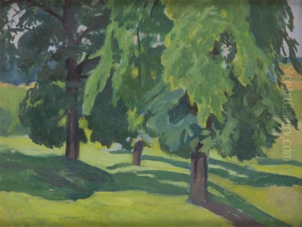 Landscape With Green Trees Oil Painting by Stanislaw Czajkowski