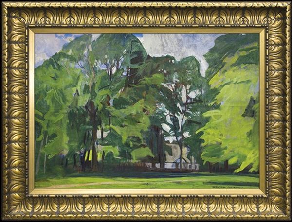 Church Among Trees Oil Painting by Stanislaw Czajkowski