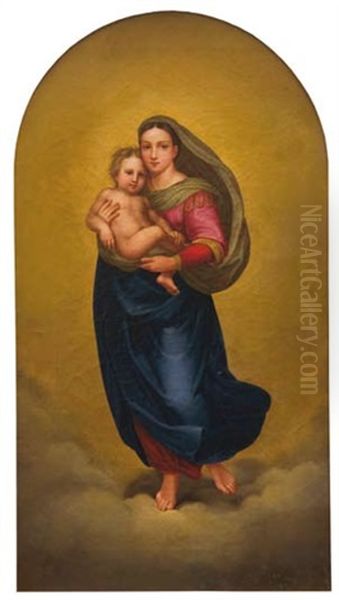 Sistine Madonna Oil Painting by Jozsef Czauczig