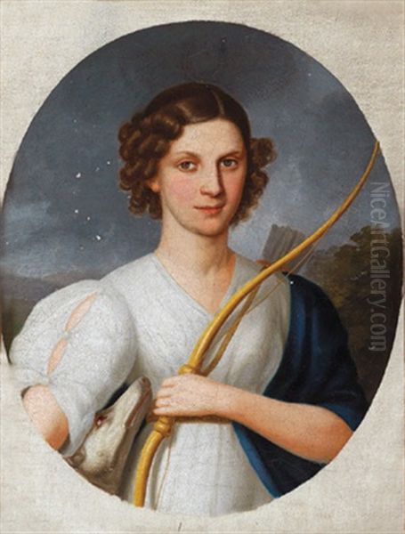 Eugenie D'edeskaty Als Diana Oil Painting by Jozsef Czauczig