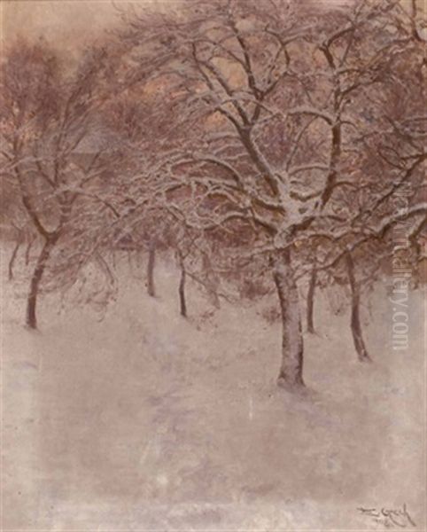 Obstgarten Im Winter Oil Painting by Emil Czech