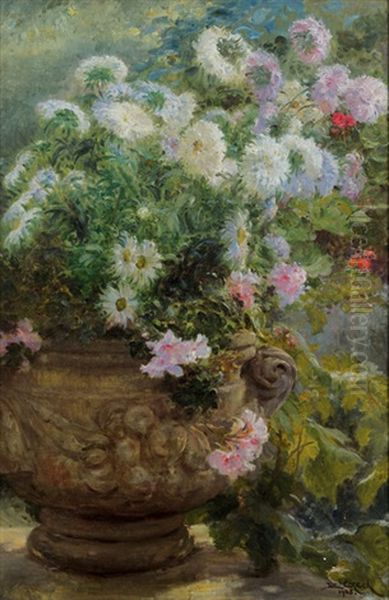 Blumen In Steinvase Oil Painting by Emil Czech