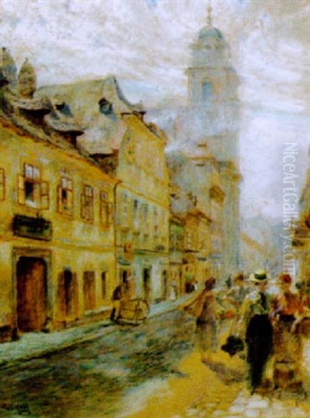 Im Liechtenthal: Schubertkirche Und Staffage Oil Painting by Emil Czech