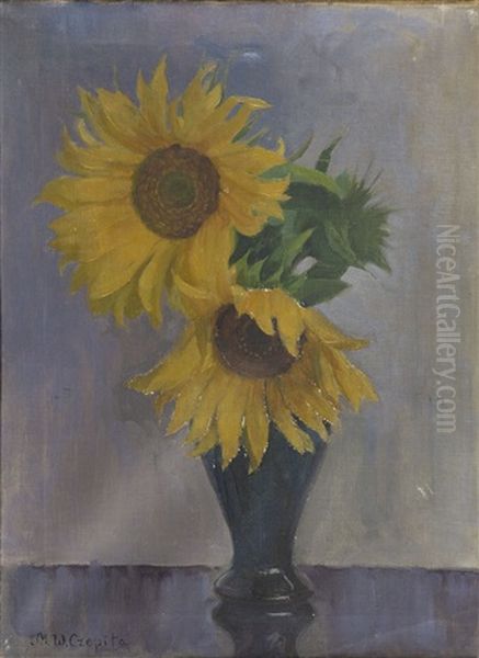 Sunflowers Oil Painting by Michal Wiktor Czepita