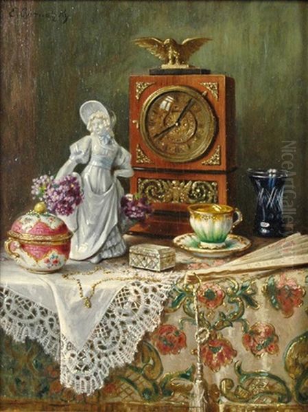 Still Life With Collector Items Oil Painting by Ernst Czernotzky