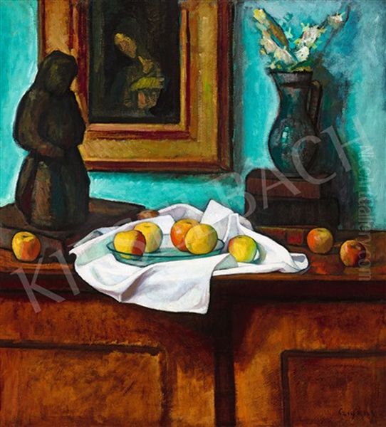 Still-life With Statue Oil Painting by Dezsoe Czigany