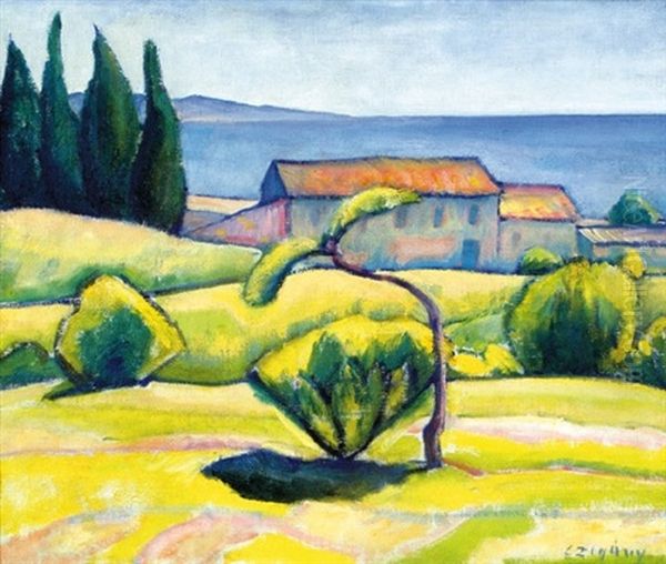 Southern-french View Oil Painting by Dezsoe Czigany