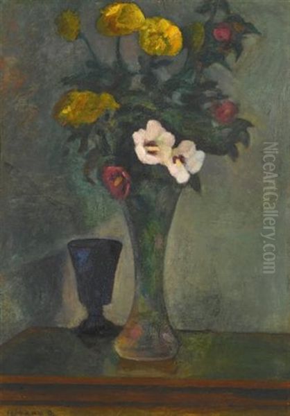 Still Life With Flowers Oil Painting by Dezsoe Czigany