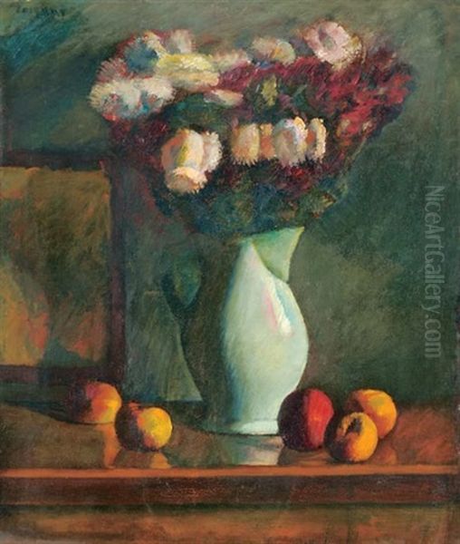 Flower Still Life Oil Painting by Dezsoe Czigany