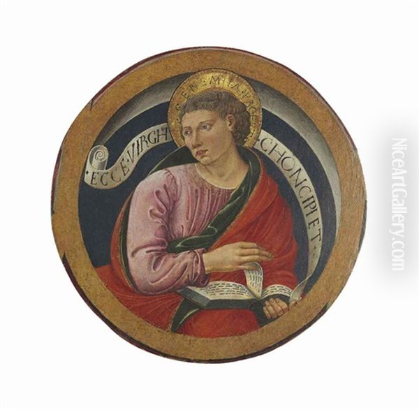 The Prophet Jeremiah, In A Roundel Oil Painting by Panciatico di Antonello da Calvi