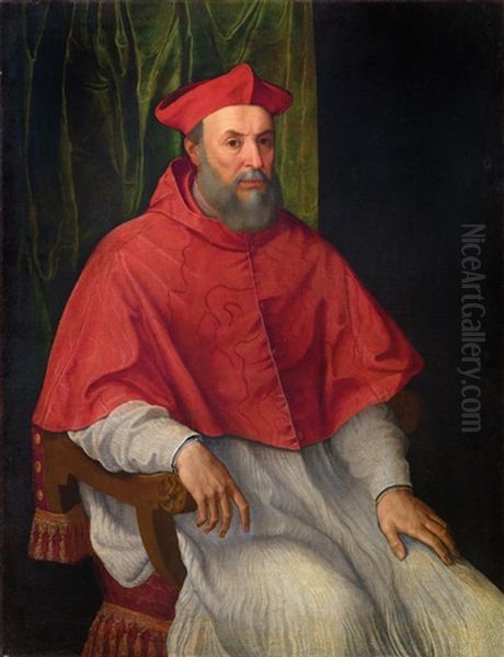 Portrait Of A Cardinal Oil Painting by Girolamo Siciolante Da Sermoneta