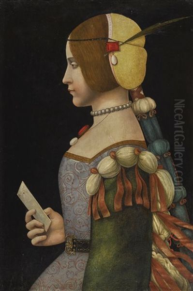 Portrait Of A Lady In Profile Oil Painting by Leonardo Da Vinci