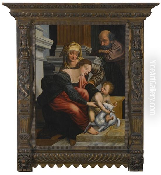 The Holy Family With Saint Anne Oil Painting by Leonardo Da Vinci