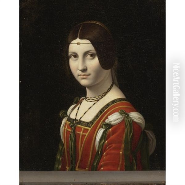 Portrait Of A Woman, La Belle Ferronniere Oil Painting by Leonardo Da Vinci