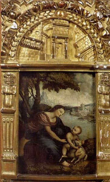 Vierge A L'enfant Devant Un Paysage Oil Painting by Leonardo Da Vinci