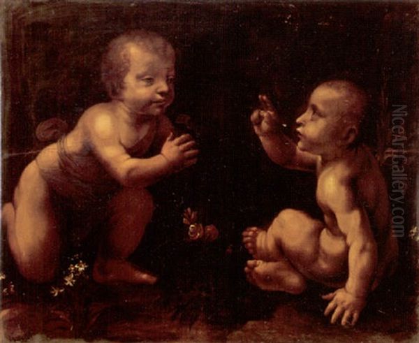 The Infant Jesus And The Infant Saint John The Baptist Oil Painting by Leonardo Da Vinci