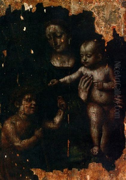 La Madonna And Child With The Infant Saint John The Baptist Oil Painting by Leonardo Da Vinci