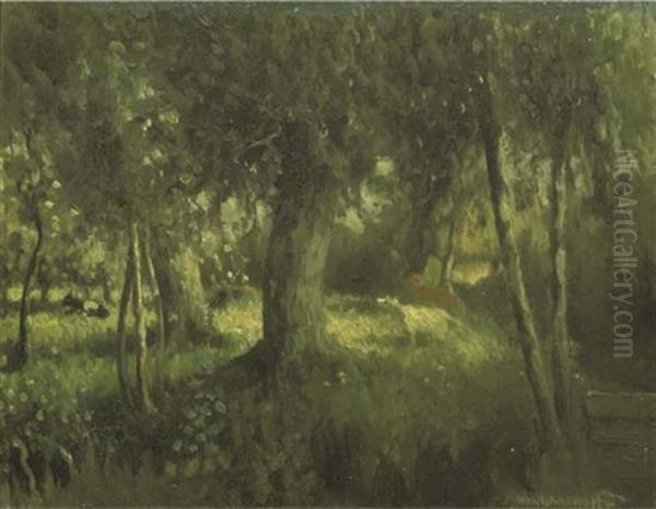 Cows Amongst Trees by Henri Van Daalhoff