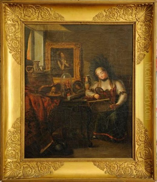 Jeune Femme Dans Un Cabinet D'amateur Oil Painting by Laurent Dabos