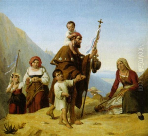 Pilgerzuge In Den Italienischen Bergen Oil Painting by Eduard Daege