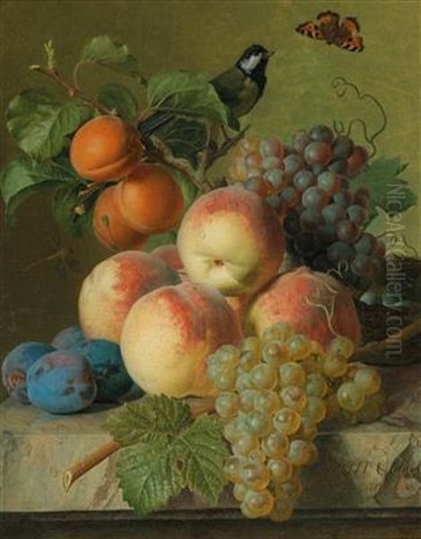 Still Life Of Peaches Oil Painting by Jan Frans Van Dael